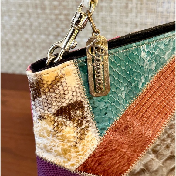 🌟2xHP🌟VTG 1980s Snake & Lizard Skin Patchwork Color Block Shoulder/Crossbody Bag - Picture 6 of 14